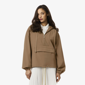Kurtka damska half zip oversize brązowa