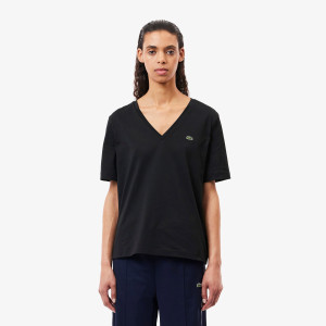 Relaxed fit soft cotton jersey v neck t-shirt