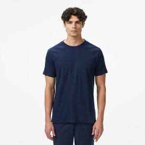 T-shirt męski z okrągłym dekoltem oversize granatowy
