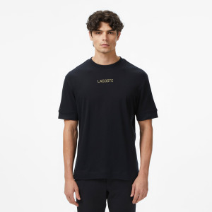 T-shirt męski z okrągłym dekoltem z nadrukiem loose fit czarny