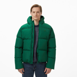 Kurtka męska z kapturem relaxed fit zielona