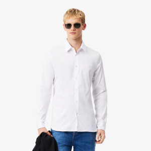 Męska koszula slim fit z francuskim kołnierzykiem z bawełnianej popeliny