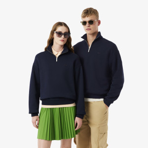 Bluza unisex half zip loose fit granatowa