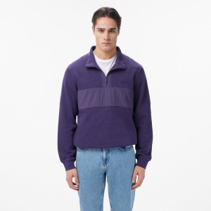 Bluza męska half zip classic fit fioletowa