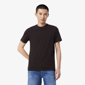 T-shirt męski z okrągłym dekoltem regular fit brązowy