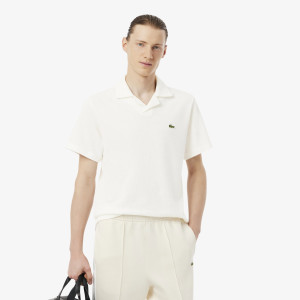 Lniana koszulka polo męska classic fit biała