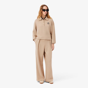 Spodnie dresowe damskie oversize beżowe