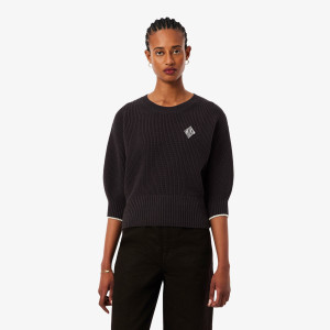 Sweter damski z okrągłym dekoltem loose fit brązowy
