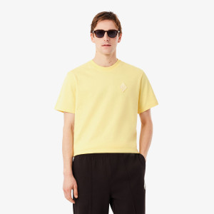 T-shirt męski z okrągłym dekoltem classic fit żółty