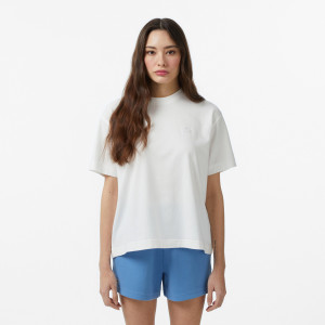 T-shirt damski z okrągłym dekoltem loose fit biały