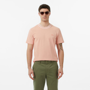 T-shirt męski z okrągłym dekoltem regular fit różowy
