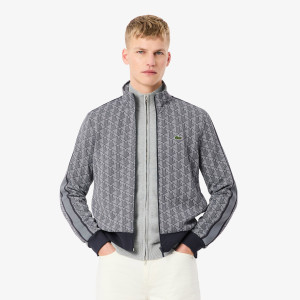 Bluza męska z zamkiem z monogramem regular fit szara