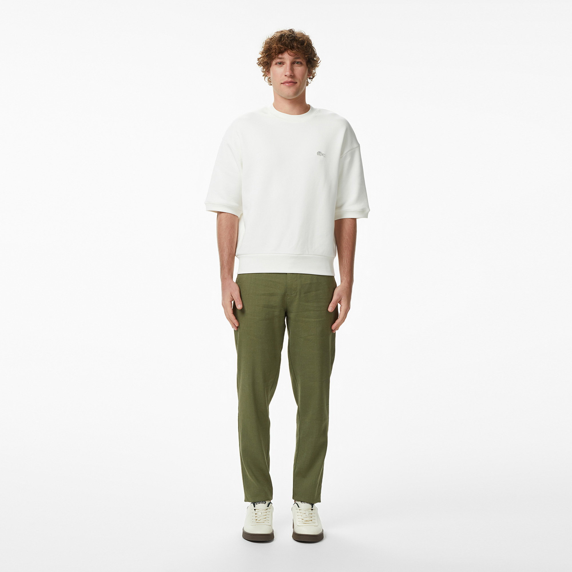Spodnie chino męskie tapered fit khaki