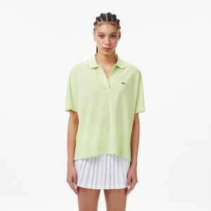 Koszulka polo damska relaxed fit jasnozielona