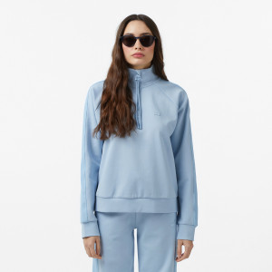 Bluza damska ze stójką loose fit niebieska