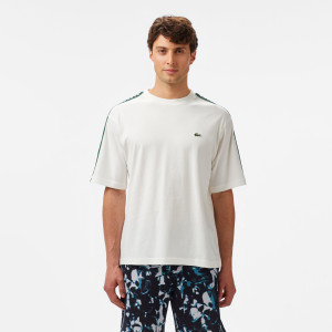 T-shirt męski z okrągłym dekoltem z nadrukiem relaxed fit biały