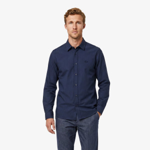 Koszula męska button-down w paski regular fit granatowa