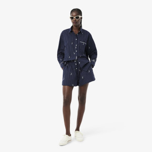 Szorty damskie w paski oversize granatowe