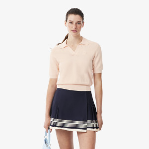 Dzianinowa koszulka polo Regular Fit z otwartym kołnierzem z naszywką