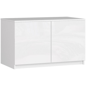 Surmeuble Pour Armoire Akord S90 Blanc 90 Cm 2 Portes Façade Blanche Brillante 2 Étagères 90X51X55 Cm