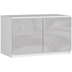Surmeuble Pour Armoire Akord S90 Blanc 90 Cm 2 Portes Façade Métallique Brillant 2 Étagères 90X51X55 Cm