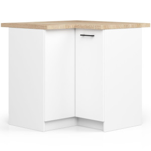 Armoires De Cuisine Basse Akord S90 D'angle Oliwia Blanc 90 Cm 2 Portes Façade Blanche 2 Étagères 90X46X85 Cm