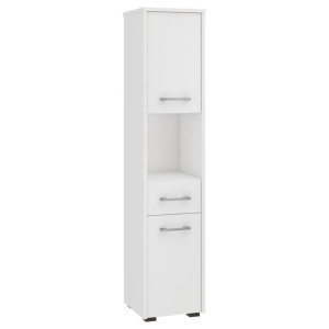 Colonne Salle De Bains Akord Fin Blanche 30 Cm 2 Portes 1 Tiroir Façade Blanche 5 Étagères 30X30X140 Cm