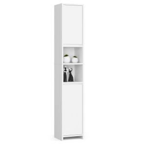 Colonne Salle De Bains Akord Uni Blanche 32 Cm 2 Portes Façade Blanche 4 Étagères 32X28X180 Cm