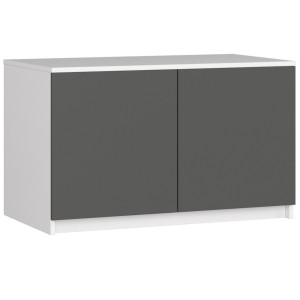 Surmeuble Pour Armoire Akord S90 Blanc 90 Cm 2 Portes Façade Gris Graphite 2 Étagères 90X51X55 Cm