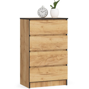 Commode Akord K60 Chêne Craft 60 Cm 4 Tiroirs Façade Chêne Craft 60X40X99 Cm