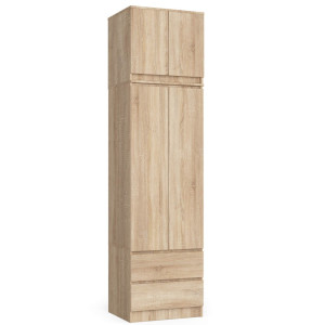 Armoire Avec Surmeuble Akord S60 Chêne Sonoma 60 Cm 2 Portes 2 Tiroirs Façade Chêne Sonoma 3 Étagères 60X51X234 Cm