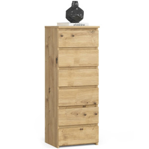 Commode Akord Cl6 Chêne Artisan 40 Cm 6 Tiroirs Façade Chêne Artisan 40X35X109 Cm