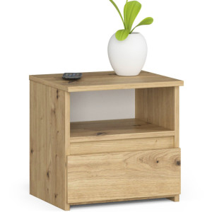 Table De Chevet Akord Cl1 Chêne Artisan 40 Cm 1 Tiroir Façade Chêne Artisan 1 Étagère 40X35X40 Cm