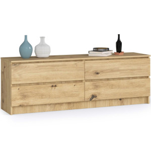 Grande Commode Pour Le Salon Akord K160 Chêne Artisan 160 Cm 4 Tiroirs Façade Chêne Artisan 160X40X55 Cm