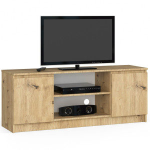 Meuble Tv Pour Salon Akord Chêne Artisan 140 Cm 2 Portes Façade Chêne Artisan 2 Étagères 140X40X55 Cm