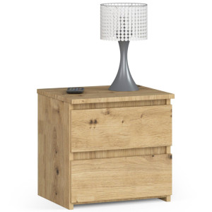 Table De Chevet Akord Cl2 Chêne Artisan 40 Cm 2 Tiroirs Façade Chêne Artisan 40X35X40 Cm