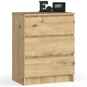 Commode Akord K60 Chêne Artisan 60 Cm 3 Tiroirs Façade Chêne Artisan 60X40X77 Cm
