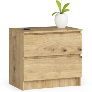 Table De Chevet Akord K60 Chêne Artisan 60 Cm 2 Tiroirs Façade Chêne Artisan 60X40X55 Cm