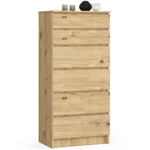 Commode Akord K60 Chêne Artisan 60 Cm 6 Tiroirs Façade Chêne Artisan 60X40X130 Cm