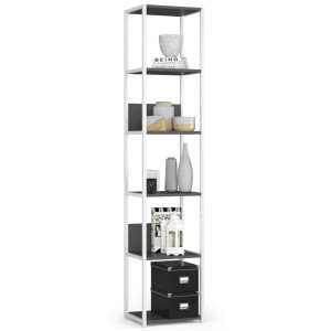 Étagère Murale Industrielle Akord Blanche - Grise 40 Cm 6 Étagères 40X32X192 Cm