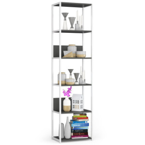 Étagère Murale Industrielle Akord Blanche - Grise 50 Cm 6 Étagères 50X32X192 Cm