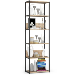 Étagère Murale Industrielle Akord Noire - Chêne Sonoma 60 Cm 6 Étagères 60X32X192 Cm