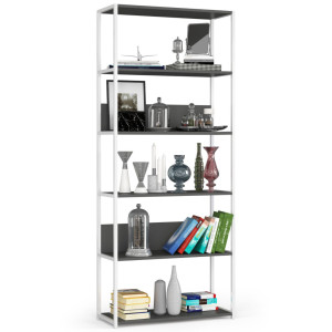 Étagère Murale Industrielle Akord Blanche - Grise 80 Cm 6 Étagères 80X32X192 Cm