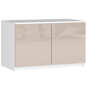 Surmeuble Pour Armoire Akord S90 Blanc 90 Cm 2 Portes Façade Cappuccino Brillant 2 Étagères 90X51X55 Cm