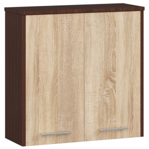 Armoire Salle De Bains Akord Fin Accr. Au Mur Wengé 60 Cm 2 Portes Façade Chêne Sonoma 2 Étagères 60X22,5X60 Cm