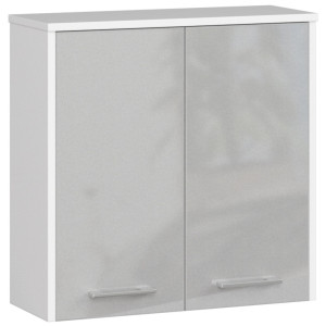 Armoire Salle De Bains Akord Fin Accr. Au Mur Blanche 60 Cm 2 Portes Façade Métallique Brillant 2 Étagères 60X22,5X60 Cm