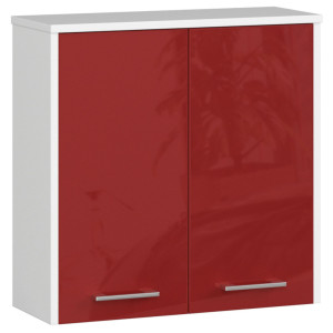 Armoire Salle De Bains Akord Fin Accr. Au Mur Blanche 60 Cm 2 Portes Façade Rouge Brillante 2 Étagères 60X22,5X60 Cm