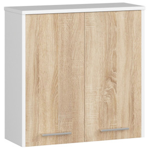 Armoire Salle De Bains Akord Fin Accr. Au Mur Blanche 60 Cm 2 Portes Façade Chêne Sonoma 2 Étagères 60X22,5X60 Cm