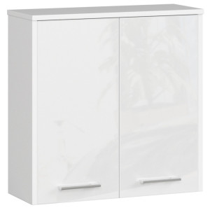 Armoire Salle De Bains Akord Fin Accr. Au Mur Blanche 60 Cm 2 Portes Façade Blanche Brillante 2 Étagères 60X22,5X60 Cm