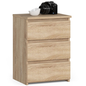 Table De Chevet Akord Cl3 Chêne Sonoma 40 Cm 3 Tiroirs Façade Chêne Sonoma 40X35X57 Cm
